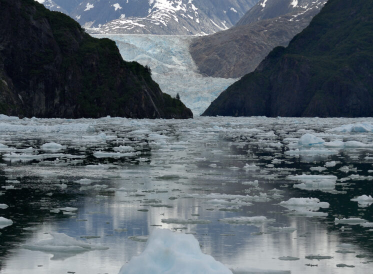 Tracy Arm, Alaska with exposed glacial retreat
