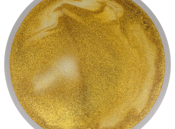 Playlearn product interactive glittering gold pressure sensitive squishy tile, round