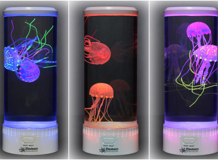 Playlearn product, swimming jellyfish color changing sensory lamp